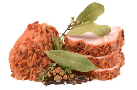 boiled pork with spicesの写真素材