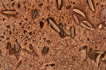 brown bread with caraway closeup as backgroundの写真素材
