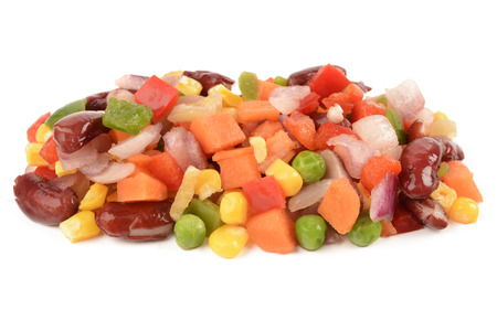 Fresh and ripe vegetables on white backgroundの写真素材