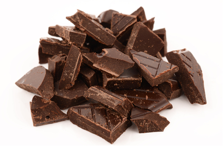 delicious dark chocolate on isolated white backgroundの写真素材