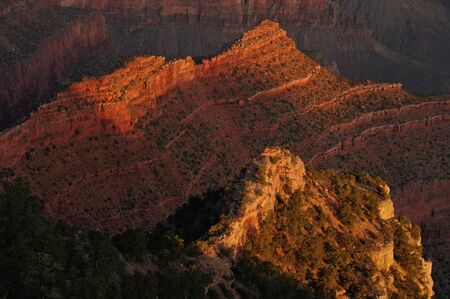 Sunrise detail in the Supai formation, South Rim, Grand Canyonの写真素材