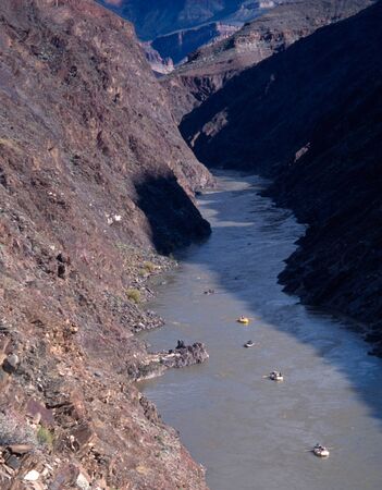 River runners in MIddle Granite Gorge, Grand Canyonの写真素材