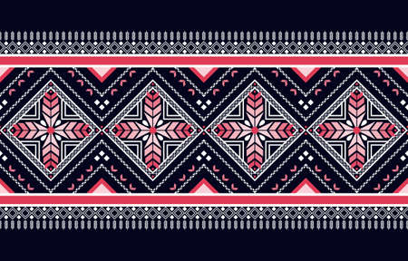 Geometric ethnic oriental seamless pattern traditional Design for background,carpet,wallpaper,clothing,wrapping,Batik,fabric,Vector illustration.embroidery style.のイラスト素材