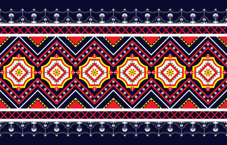 Geometric ethnic oriental seamless pattern traditional Design for background,carpet,wallpaper,clothing,wrapping,Batik,fabric,Vector illustration.embroidery style.のイラスト素材