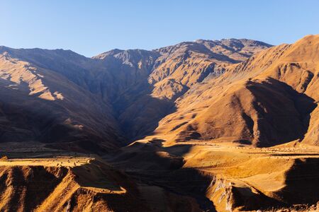 very beautiful mountain landscape on sunset backgroundの写真素材