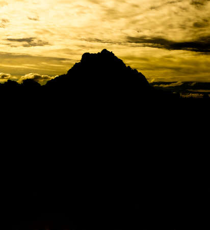 The mysterious mountain at sunset.の写真素材