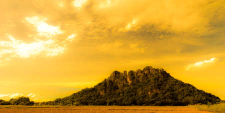The mysterious mountain at sunset.の写真素材