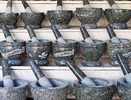 Pestle and stone mortar , Thai cooking tool.の写真素材