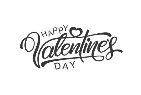 Ready design calligraphic, hand lettering happy valentines day. Vector Illustration. - Vectorのイラスト素材