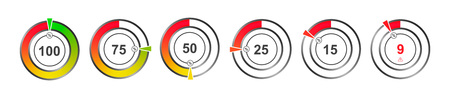 Set of color indicators of percentage charts. Vector Illustrationのイラスト素材