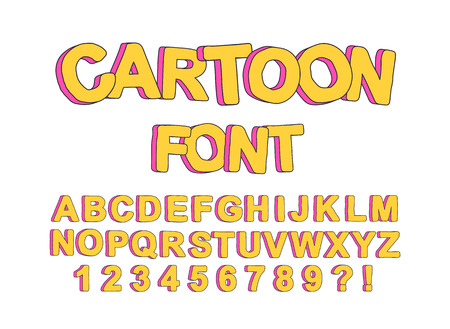 Cute cartoon English font for the design of children's parties, to create a design prints and typography. Vector Illustrationのイラスト素材