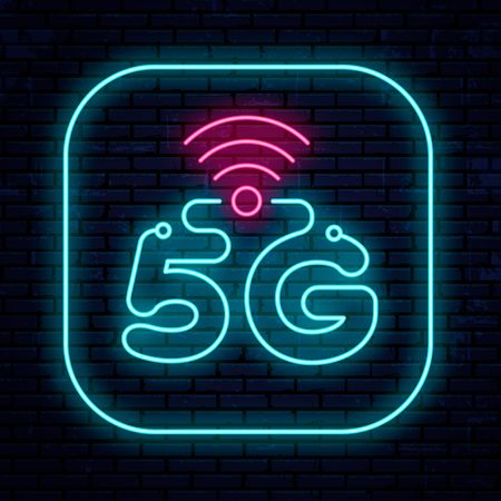 Vector neon sign 5G networkのイラスト素材