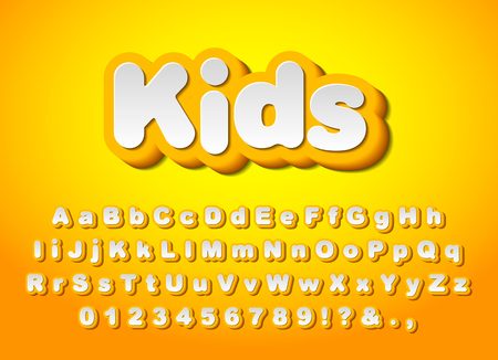 Cute vector yellow 3D letters. Vector Illustrationのイラスト素材