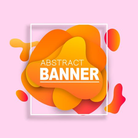 Set of liquid gradient color abstract geometric shapes. Modern banner with fluid design. Template ready for use in web or print design.のイラスト素材