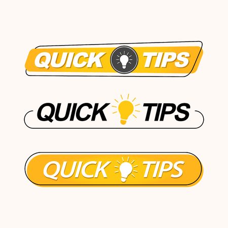 Quick tips, hint, helpful tricks, helpful idea, emblems and banners. Set of creative trendy banners. Ready for use in web or print design.のイラスト素材