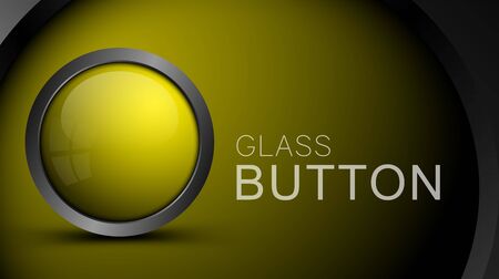 Glossy blank yellow button for musical or video player interface design. Vector glass button for web design.のイラスト素材