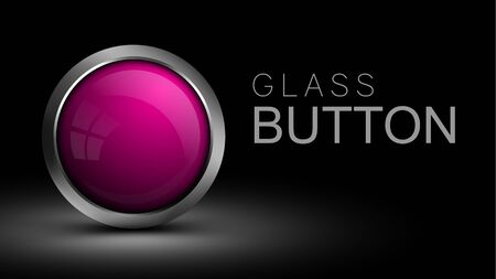 Pink glass round button for software interface. Vector button for web design, apps and games.のイラスト素材