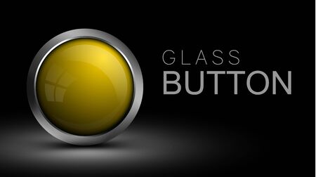 Unique yellow glass button for web. Vector button for the design of apps, games and software.のイラスト素材
