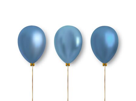 Set of realistic light blue balloons to decorate greeting cards, banners and more. Vector clipart object, balloon.のイラスト素材