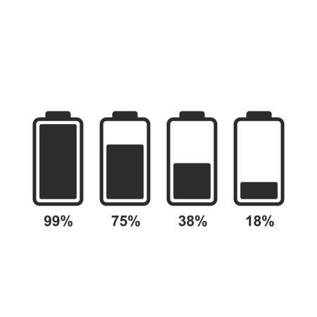 Battery level indicators. Flat battery icons for design.のイラスト素材