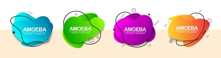 Flat bright banners isolated on white background. Modern vector liquid shape banners.のイラスト素材
