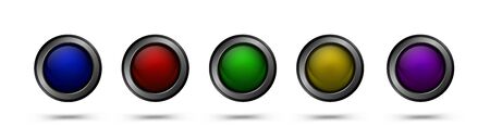 Glass vector buttons with metal frame. Glass buttons for web design, apps, games and more.のイラスト素材