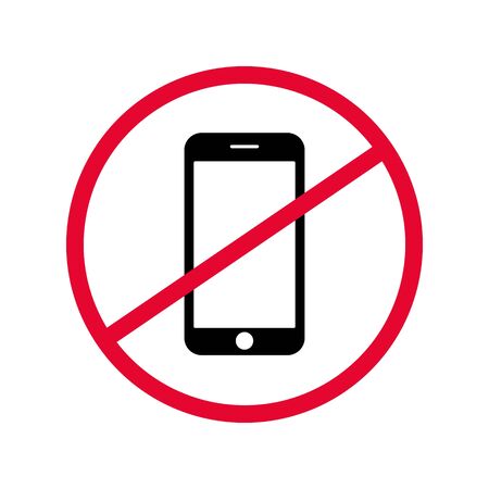 Vector sign prohibiting the use of mobile device in specific place.のイラスト素材