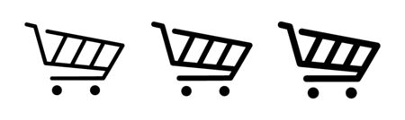 Set icon shopping cart of different thickness isolated on white background. Icon shopping cart for web design, app, ui.のイラスト素材