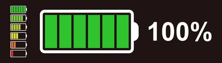 Vector battery indicator. Battery icon for various device interface design.のイラスト素材