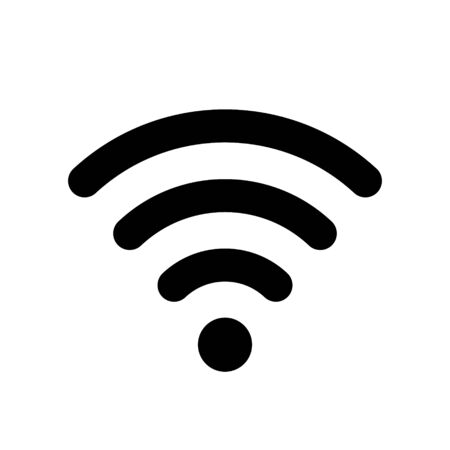 Wifi or antenna symbol, icon, sign isolated on white background. Vector wlan access, wireless wifi hotspot signal sign, icon for use in the interface of various types of devices, web design and more.のイラスト素材