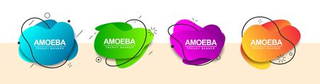 Trendy bright banners for use in web and typography. Modern vector banners of liquid form with gradient effect.のイラスト素材