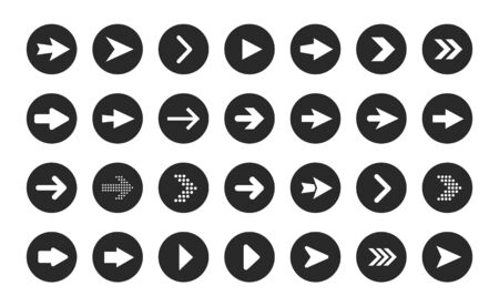 Vector arrow buttons in round shape. Set of flat icons, signs, symbols arrow for interface design, web design, apps.のイラスト素材