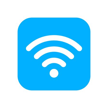 Blue Wifi sticker. Wlan icon for interface design. Wlan access, wireless wifi hotspot signal sign, icon, symbol.のイラスト素材