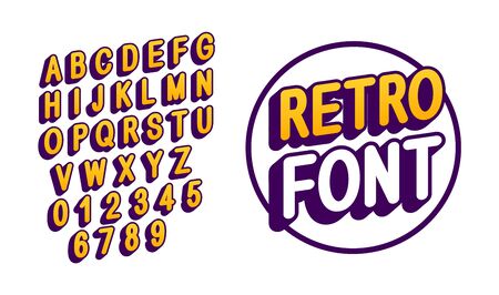 Retro font for  design, print, decoration and much more. English capital letters for print design. Ready letters for the design of the inscriptions on t-shirts.のイラスト素材