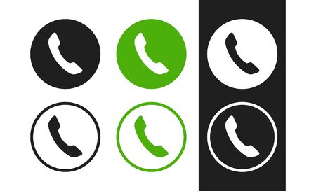 Flat phone icons. Contacts, call center sign. Handset icons for concept design ui, app, website, interface, ad, marketing, web, banner, business card, flyer and more. のイラスト素材