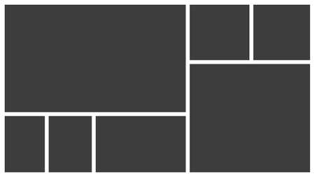 Templates collage seven frames photos parts, picture or illustration. Vector poster frame mockup. Seven photos.のイラスト素材
