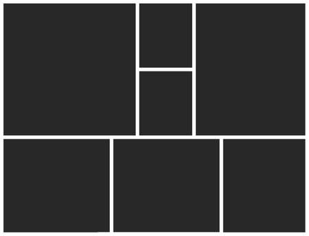 Templates collage seven frames photos parts, picture or illustration. Vector poster frame mockup. Seven photos.のイラスト素材