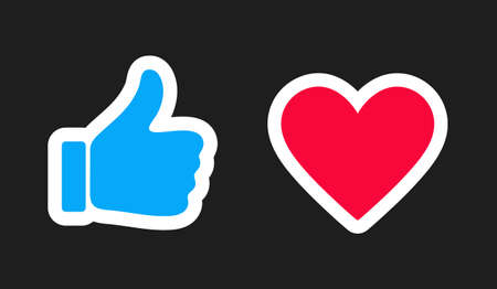 Thumb up and heart icon. Vector like and love icon. Ready like and love button for web site, mobile...