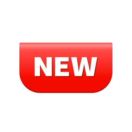 Red vector tag on white background with inscription "NEW". Ready concept element for web and print design.のイラスト素材