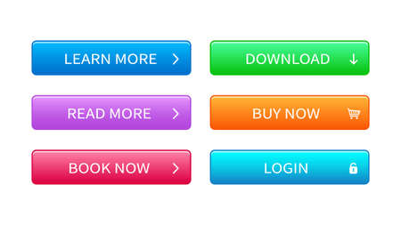 Set of modern buttons for web site, ui and games. Web buttons isolated on white background.のイラスト素材