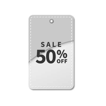 Paper label template design with falling shadow. Vector realistic mockup. Ready sale shopping tag label design for use in print.のイラスト素材