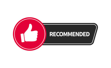 Recommended banner design with thumb up. Vector flat illustration.のイラスト素材