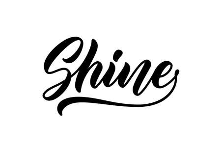 Shine handwritten word. Modern hand lettering design. Trendy calligraphic text for clothing prints. Slogan for t-shirt.のイラスト素材
