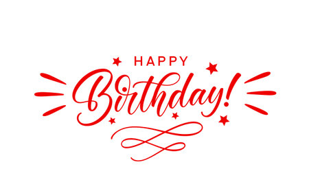 Happy Birthday handwritten text for design greeting card, postcard, poster, banner. Hand lettering for use in print design.のイラスト素材