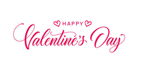 Happy Valentines Day hand lettering. Holiday calligraphic text for use in greeting card, banner, poster, postcard. Valentines Day handwritten clipart text.のイラスト素材