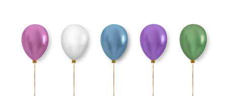 Balloon set. Realistic vector clipart for decoration. Colorful balloons in pastel color isolated on white background.のイラスト素材