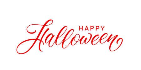 Happy Halloween text. Modern handwritten text for holiday greeting card, poster, banner. Halloween holiday lettering design.のイラスト素材