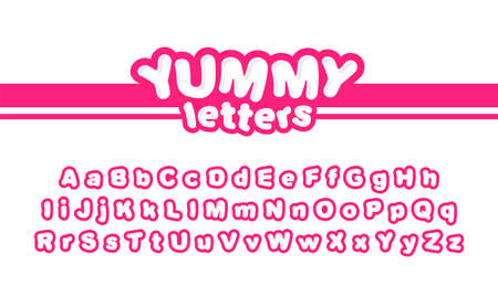 Yummy letters set design for use in print or logo. Modern children font. Kids letters.のイラスト素材