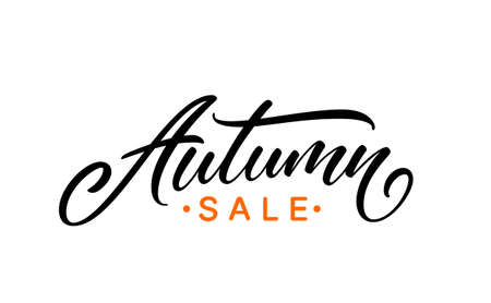 Autumn sale handwritten text. Ready modern calligraphic text for poster, brochure and banner design. Autumn sale hand drawn lettering.のイラスト素材