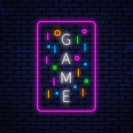 GAME neon text. Vector illustration.のイラスト素材